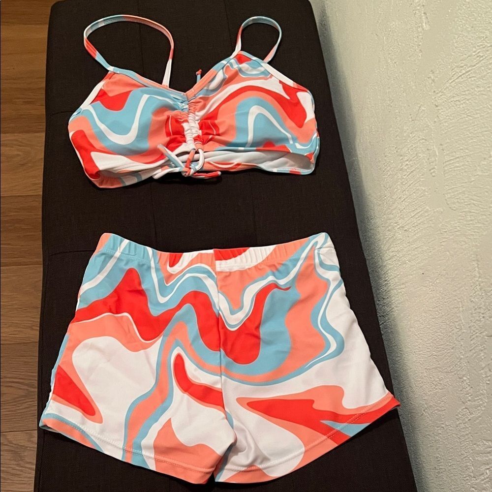 #1040+ Wave Pattern Kids Bikini Set